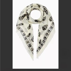 Alexander McQueen Cream and Black Skull Scarf